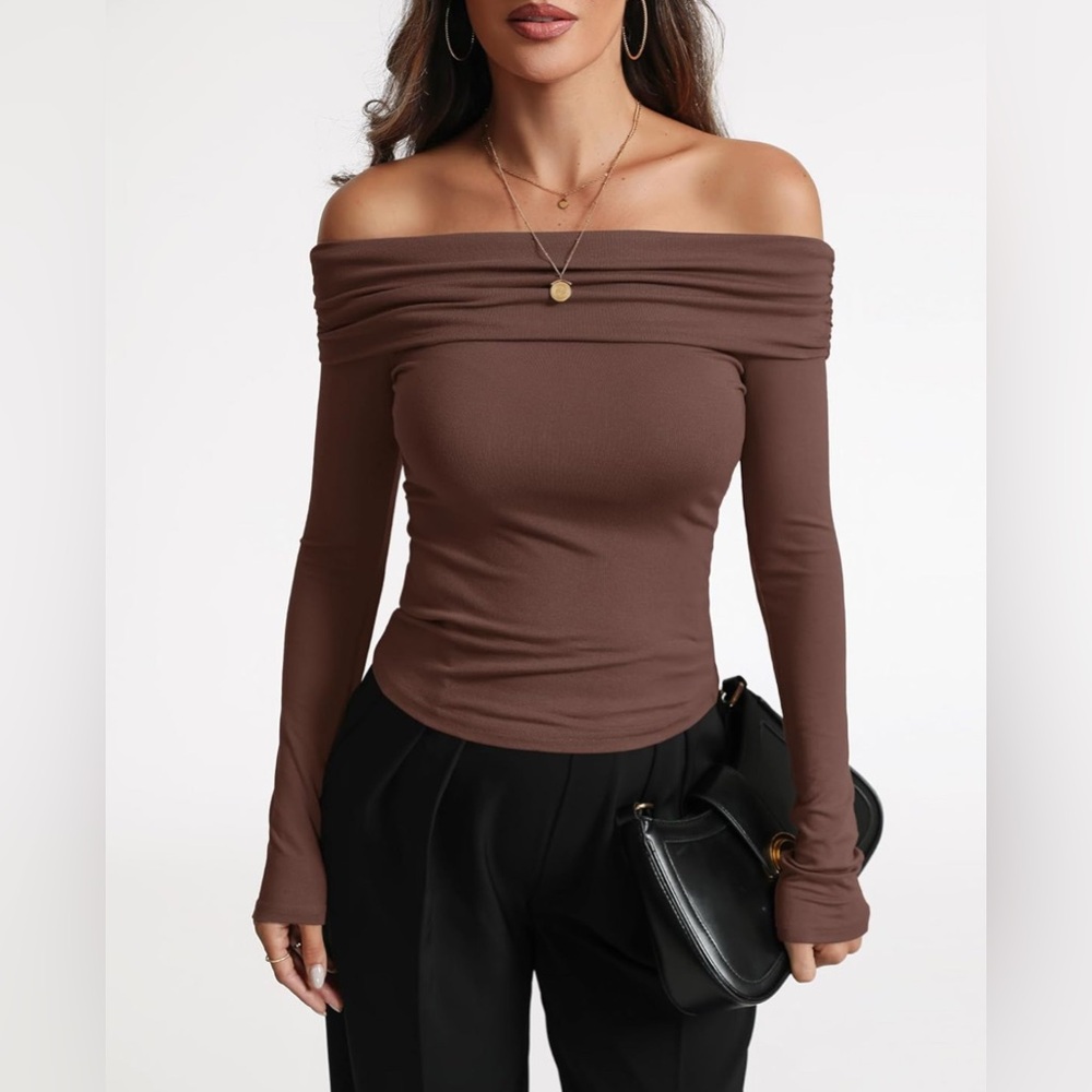 Elegant Brown Off-Shoulder Top